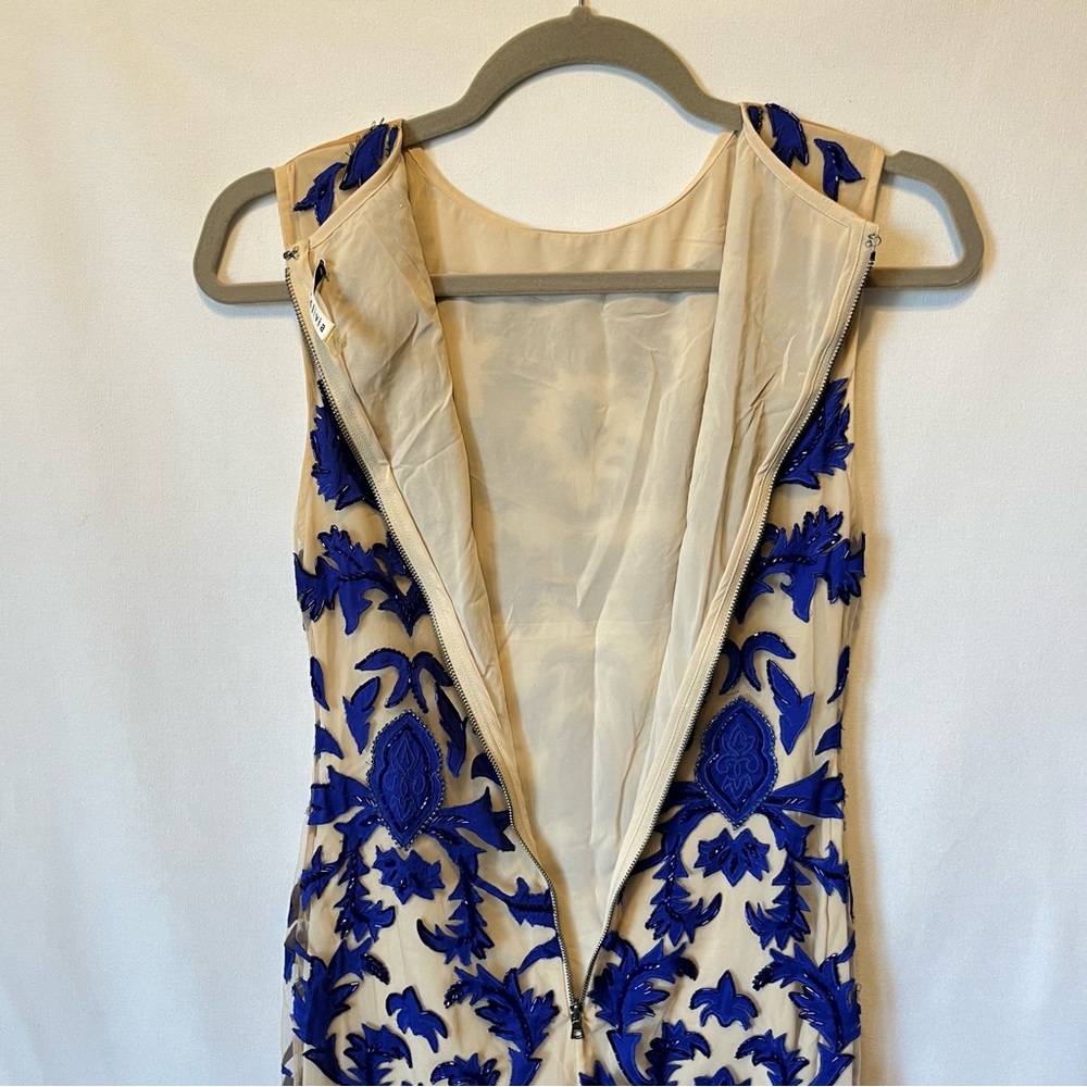 Alice & Olivia Tamika beaded Cocktail dress 2 Blue Sleeveless Knee length - Picture 9 of 10